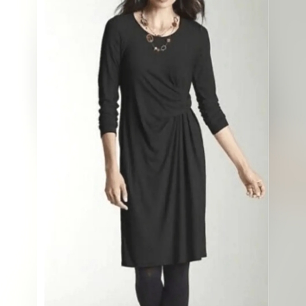 J. Jill Chocolate Brown Ruched Longsleeve Knit Dress NWT